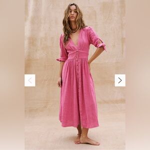 Free People Love of My Life Midi Dress, Size Medium, Pink